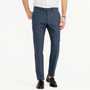 J.Crew Men’s Bowery Pant in Crosshatch Cotton-Linen | 34/30